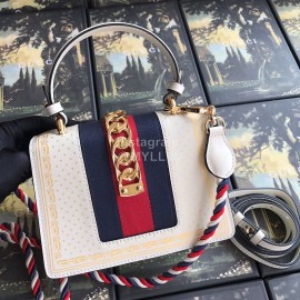 Gucci Sylvie Leather Mini Bag White Gold 470270