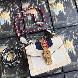 Gucci Sylvie Leather Mini Bag White Gold 470270