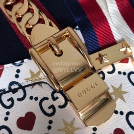 Gucci Sylvie Red Heart Small Shoulder Bag White 524405