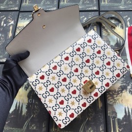 Gucci Sylvie Red Heart Small Shoulder Bag White 524405