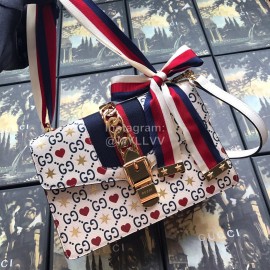 Gucci Sylvie Red Heart Small Shoulder Bag White 524405