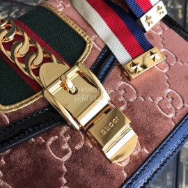 Gucci Sylvie Butterfly Print Small Shoulder Bag Plush Coffee Color 524405