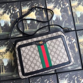 Gucci Butterfly Print Plaid Ribbon Crossbody Bag Black 523354