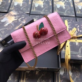 Gucci Three-Dimensional Cherry Embossed Cowhide Chain Bag Pink 481291