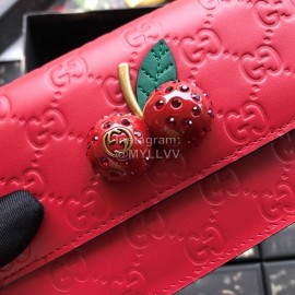 Gucci Three-Dimensional Cherry Embossed Cowhide Chain Bag Red 481291