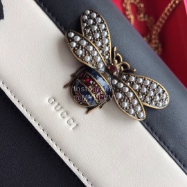 Gucci Bee Glass Beads Cowhide Chain Bag Black And White 476079