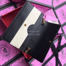 Gucci Bee Glass Beads Cowhide Chain Bag Black And White 476079