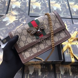 Gucci Bee Glass Beads Cowhide Chain Bag Coffee Color 476079