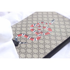 Gucci Snake Print Leather Clutch Coffee Color 547613