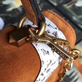 Gucci Wolf Head Snake Pattern Frosted Handbag Brown 497996