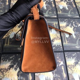 Gucci Wolf Head Snake Pattern Frosted Handbag Brown 497996