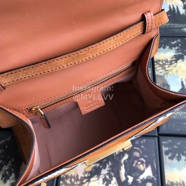 Gucci Wolf Head Snake Pattern Frosted Handbag Brown 497996