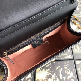 Gucci Wolf Head Snake Print Leather Handbag Black 476435