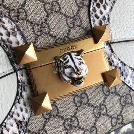 Gucci Wolf Head Snake Pattern Leather Handbag White 497996