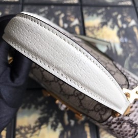 Gucci Wolf Head Snake Pattern Leather Handbag White 497996