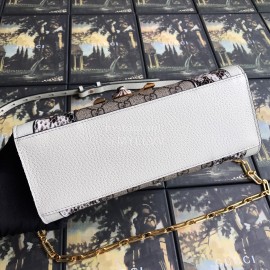 Gucci Wolf Head Snake Pattern Leather Handbag White 497996