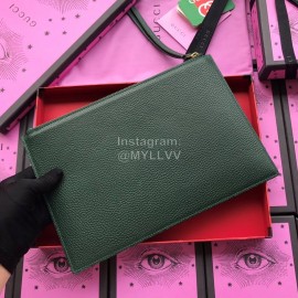 Gucci Bronzing Cat Head Cowhide Handbag Dark Green 516928