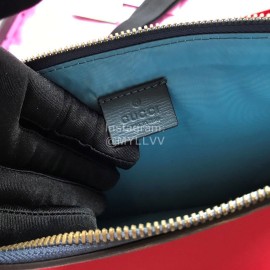 Gucci Bronzing Cat Head Blue Graffiti Leather Handbag 516928