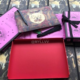 Gucci Bronzing Cat Head Blue Graffiti Leather Handbag 516928