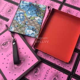 Gucci Biooms Blue Flower Zipper Handbag Blue 411691