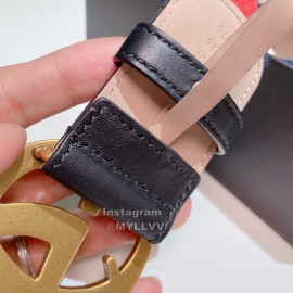 Gucci Classic Red Blue Ribbon Calf Gold Metal Buckle 4cm Belts 