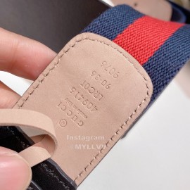 Gucci Classic Red Blue Ribbon Calf Metal Buckle 4cm Belts 