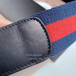 Gucci Classic Red Blue Ribbon Calf Metal Buckle 4cm Belts 