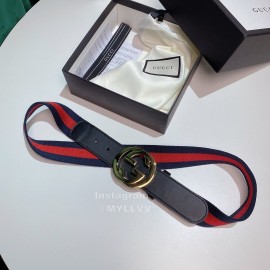 Gucci Classic Red Blue Ribbon Calf Metal Buckle 4cm Belts 