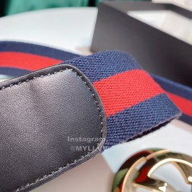 Gucci Classic Red Blue Ribbon Calf Metal Buckle 4cm Belts 