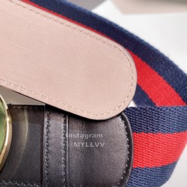 Gucci Classic Red Blue Ribbon Calf Metal Buckle 4cm Belts 