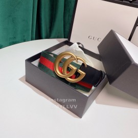 Gucci Classic Red Green Ribbon Calf Gold Metal Buckle 4cm Belts 