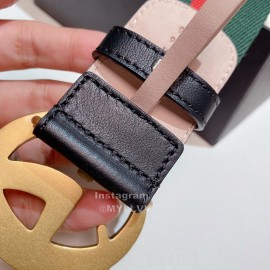 Gucci Classic Red Green Ribbon Calf Gold Metal Buckle 4cm Belts 