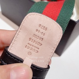 Gucci Classic Red Green Ribbon Calf Gold Metal Buckle 4cm Belts 