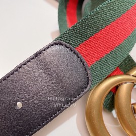 Gucci Classic Red Green Ribbon Calf Gold Metal Buckle 4cm Belts 