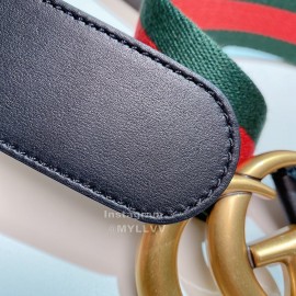 Gucci Classic Red Green Ribbon Calf Gold Metal Buckle 4cm Belts 