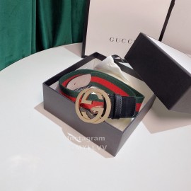 Gucci Classic Red Green Ribbon Calf Metal Buckle 4cm Belts 