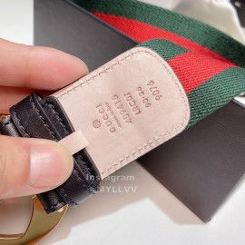Gucci Classic Red Green Ribbon Calf Metal Buckle 4cm Belts 