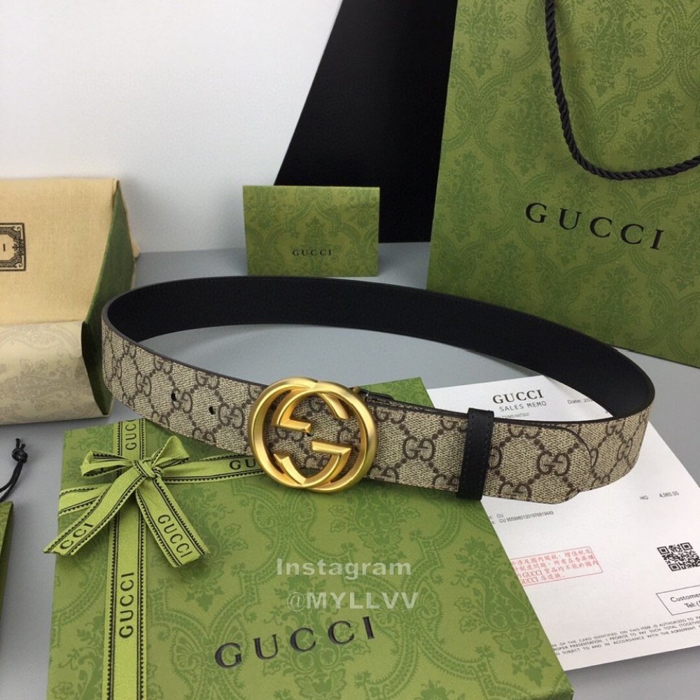 Gucci Calf Pure Steel Belt Gold Buckle 38mm Belts 