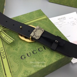 Gucci Calf Pure Steel Belt Gold Buckle 38mm Belts 