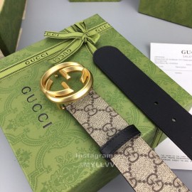 Gucci Calf Pure Steel Belt Gold Buckle 38mm Belts 