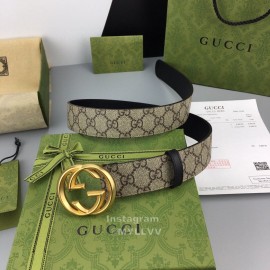 Gucci Calf Pure Steel Belt Gold Buckle 38mm Belts 