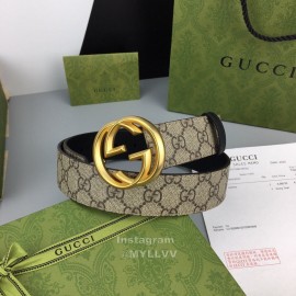 Gucci Calf Pure Steel Belt Gold Buckle 38mm Belts 