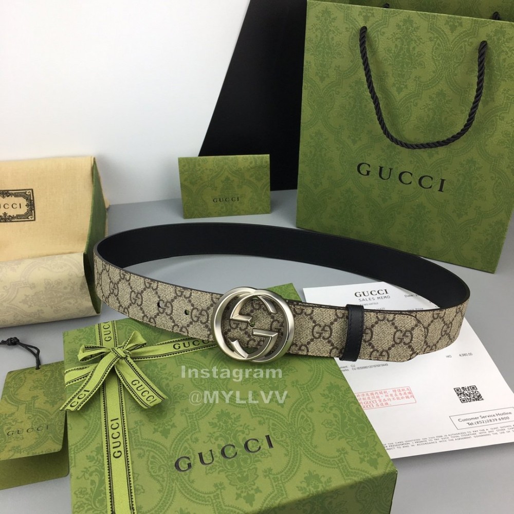 Gucci Calf Pure Steel Belt Silver Buckle 38mm Belts 