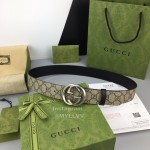 Gucci Calf Pure Steel Belt Silver Buckle 38mm Belts 