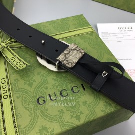 Gucci Calf Pure Steel Belt Silver Buckle 38mm Belts 