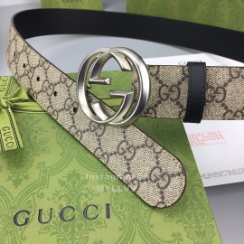 Gucci Calf Pure Steel Belt Silver Buckle 38mm Belts 