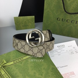 Gucci Calf Pure Steel Belt Silver Buckle 38mm Belts 