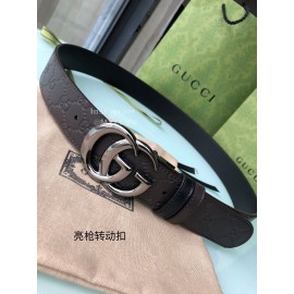 Gucci Embossed Calf Silver Buckle Business Leisure 37mm Belts