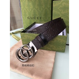 Gucci Embossed Calf Silver Buckle Business Leisure 37mm Belts