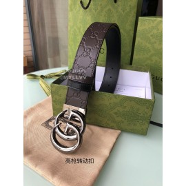 Gucci Embossed Calf Silver Buckle Business Leisure 37mm Belts